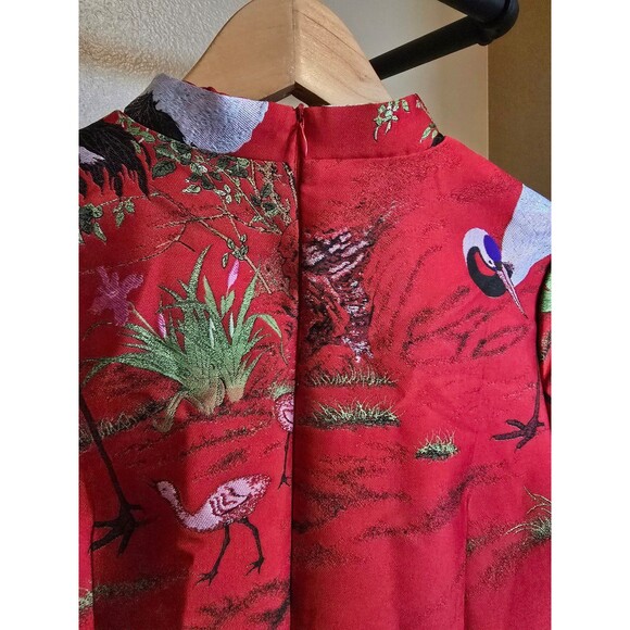 Crane print QiPao Dress size medium - Picture 5 of 9
